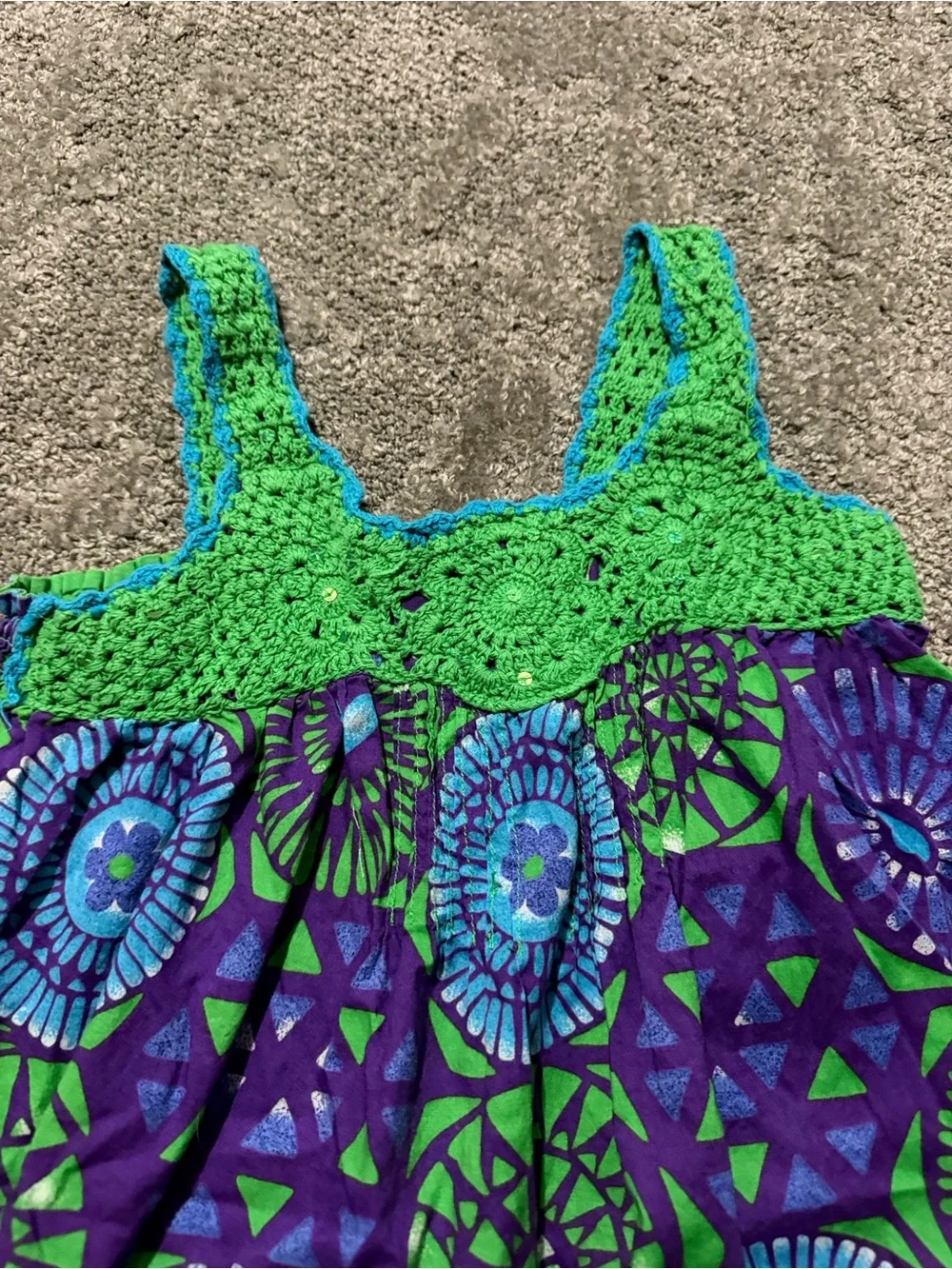 The Children’s Place purple and green dress lace top size medium (7/8) so cute